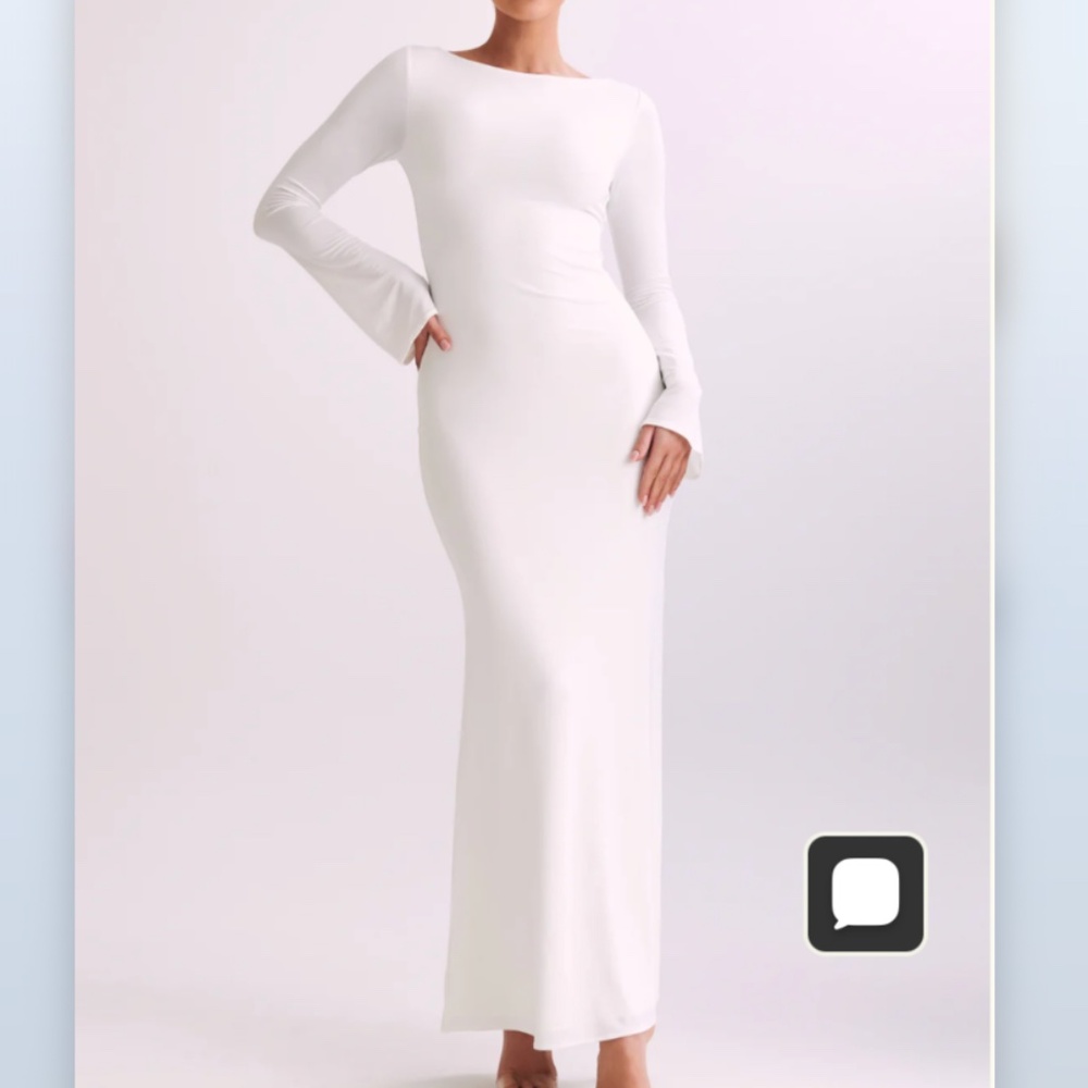Meshki Tarna Slinky Fishtail Maxi Dress - Ivory - Size Medium